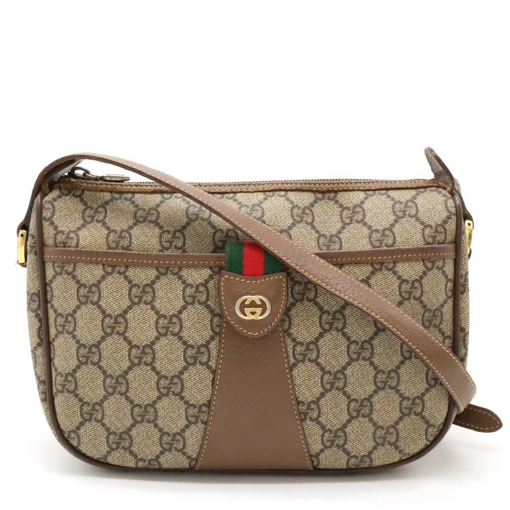 Gucci GG Plus Sherry Shoulder Bag Pochette Beige Cream Brown